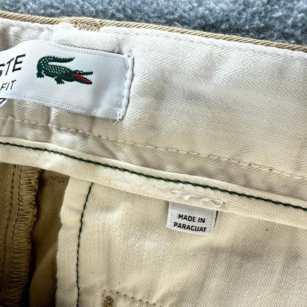Lacoste Gabardine Shorts Men's 36 Beige Slim Fit Slash Pockets Mid-Rise Outdoor - Picture 15 of 16